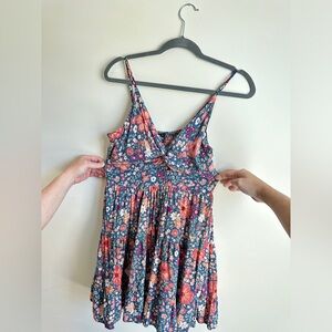 Angie Floral Print Dress with Cutout